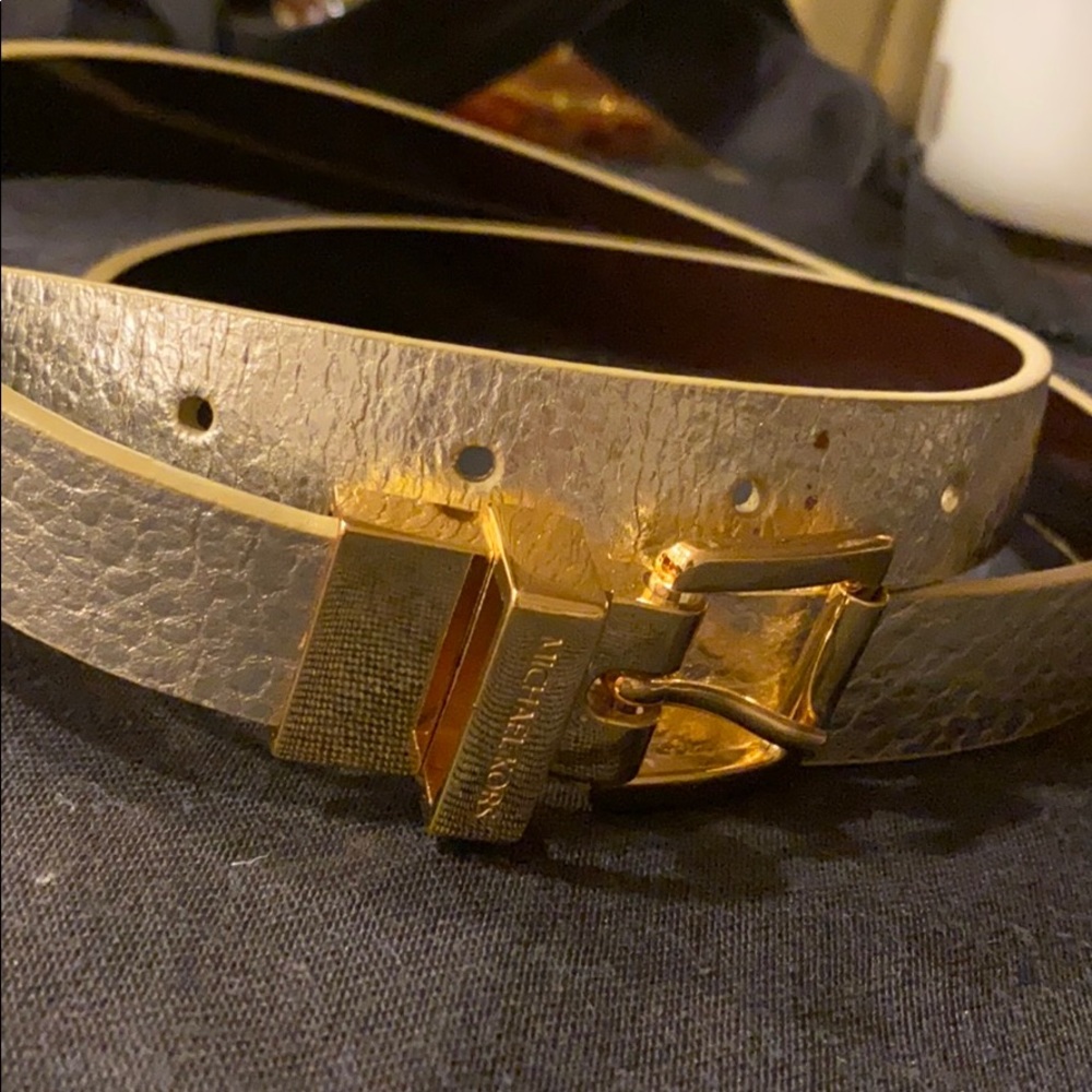 Michael Kors brown & gold reversible belt